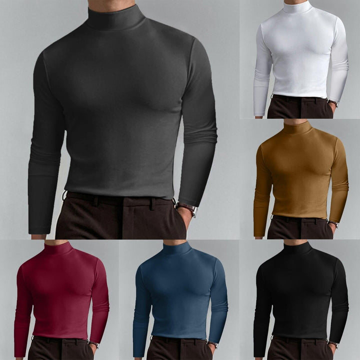 Men's premium black turtleneck sweater for stylish winter fashion and warmth.