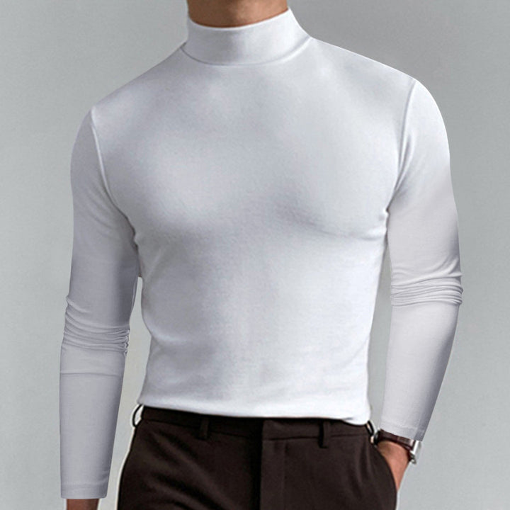 Men's turtleneck sweater, an ideal long sleeve layering piece for cold weather fashion.