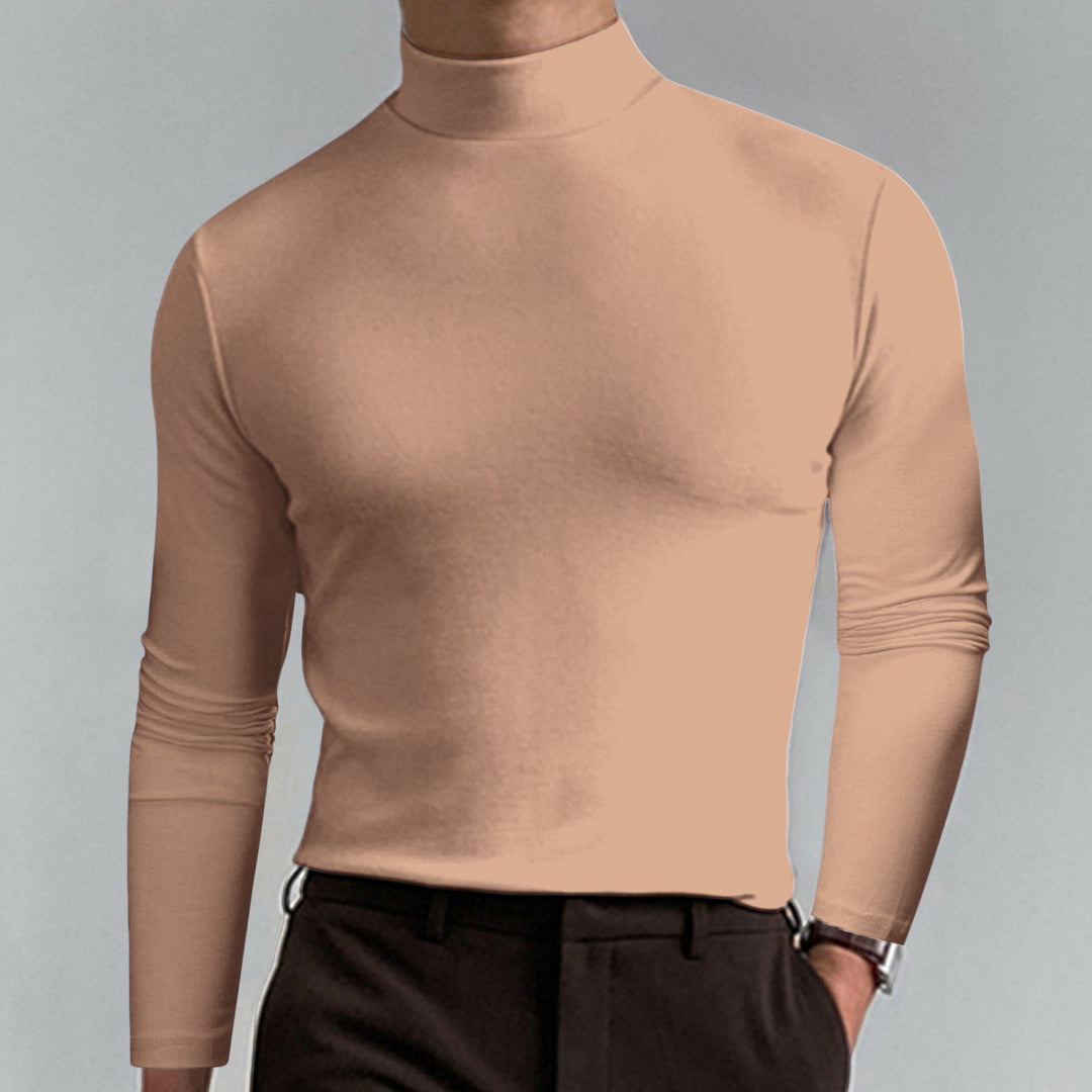 Men's premium turtleneck sweater, comfortable, stylish long sleeve knit for cold weather.