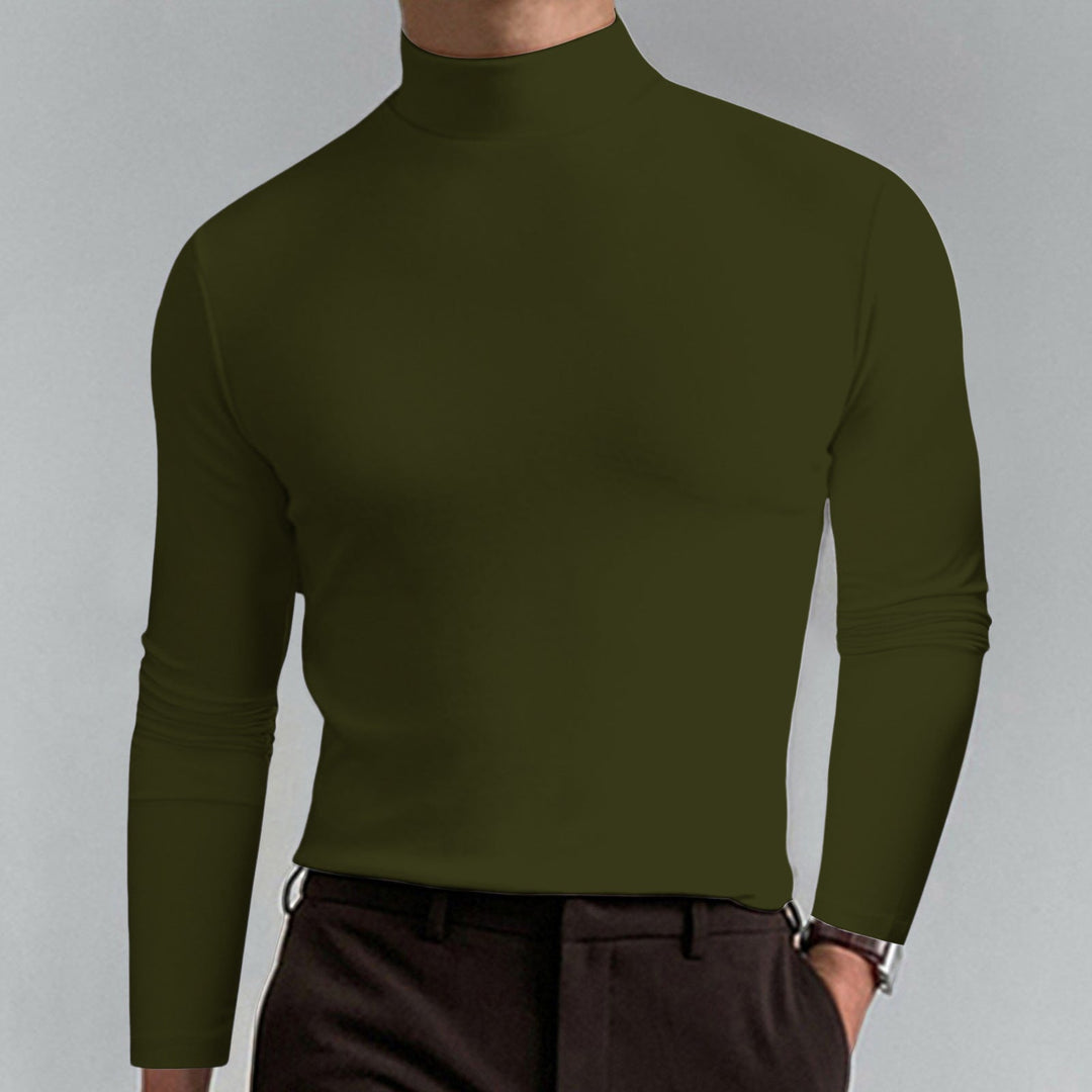 Comfortable men's knit turtleneck sweater, perfect for cold weather casual wear.