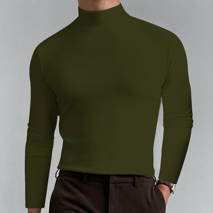 Comfortable men's knit turtleneck sweater, perfect for cold weather casual wear.