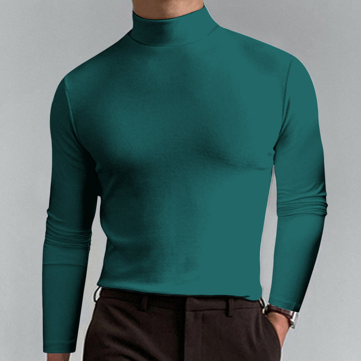 Soft knit men's turtleneck sweater, essential for comfortable men's winter apparel.