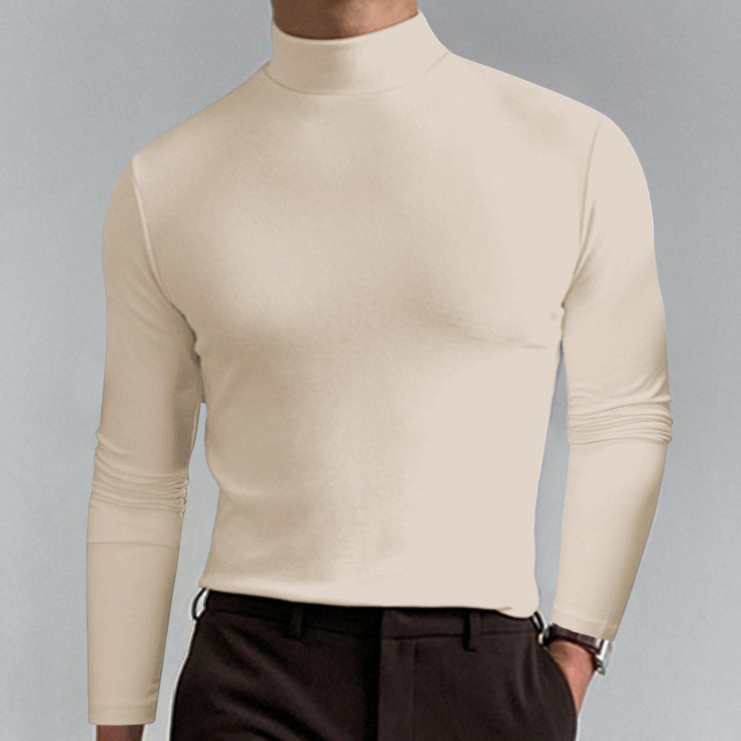 Classic solid men's turtleneck sweater, a versatile winter fashion essential for men.