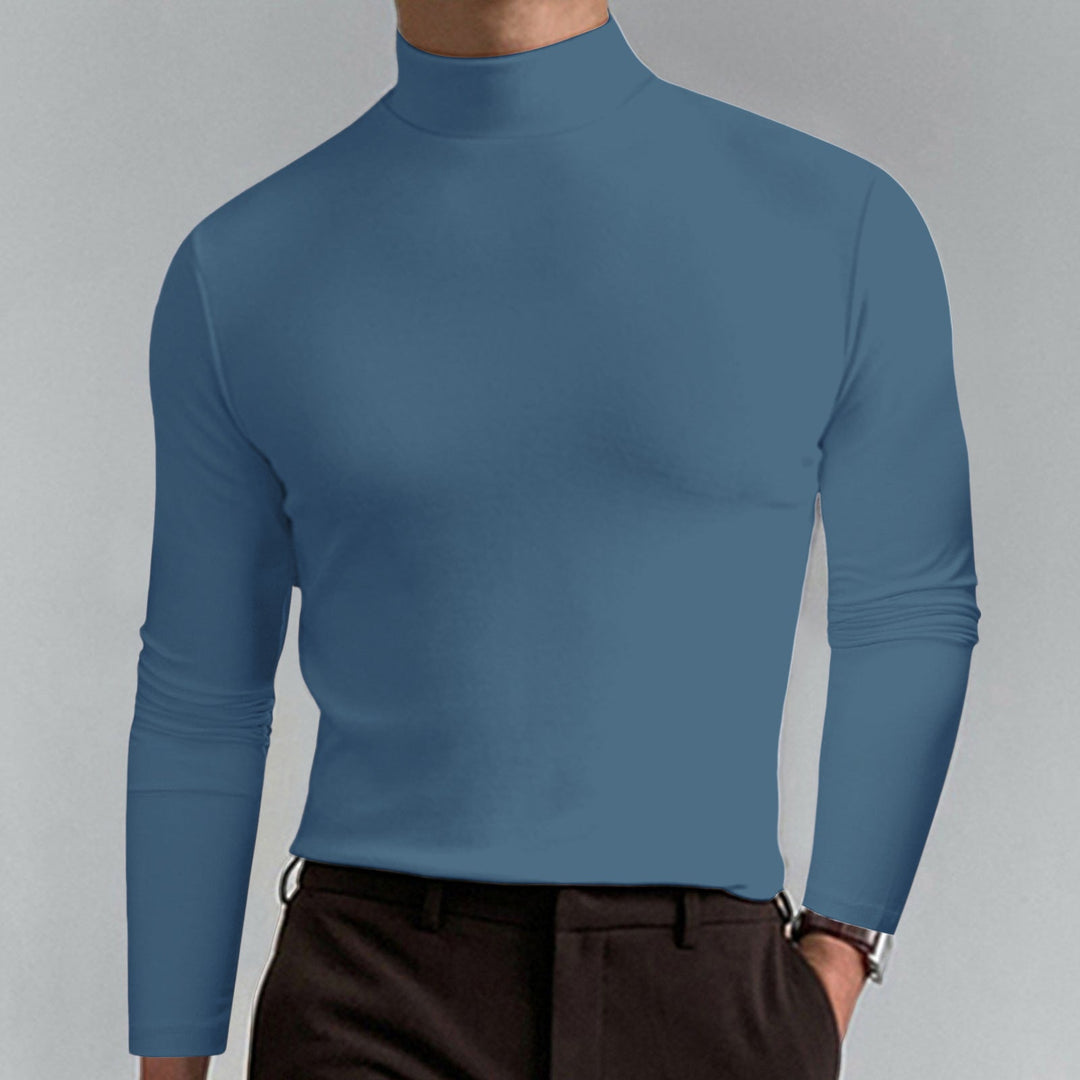 Premium men's turtleneck knitwear, offering warmth and sophisticated winter fashion.