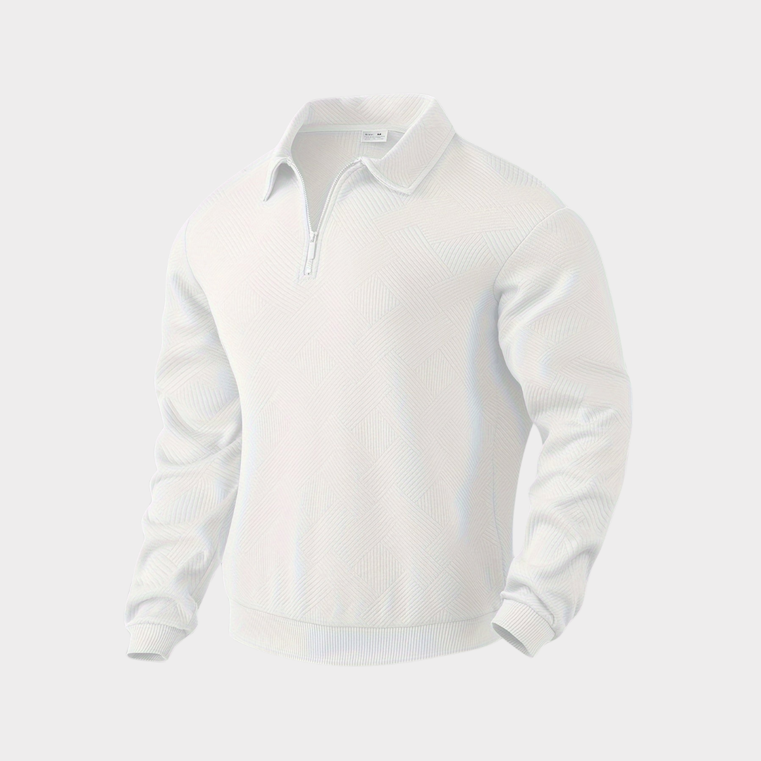 Men's everyday premium casual wear: Textured Quarter Zip Pullover, comfortable and stylish