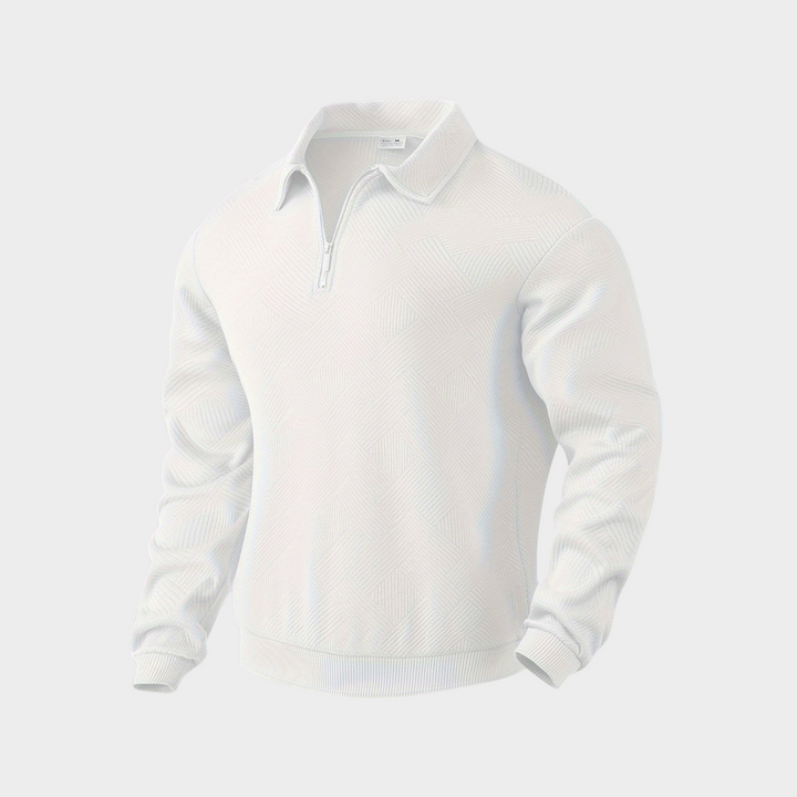 Men's everyday premium casual wear: Textured Quarter Zip Pullover, comfortable and stylish