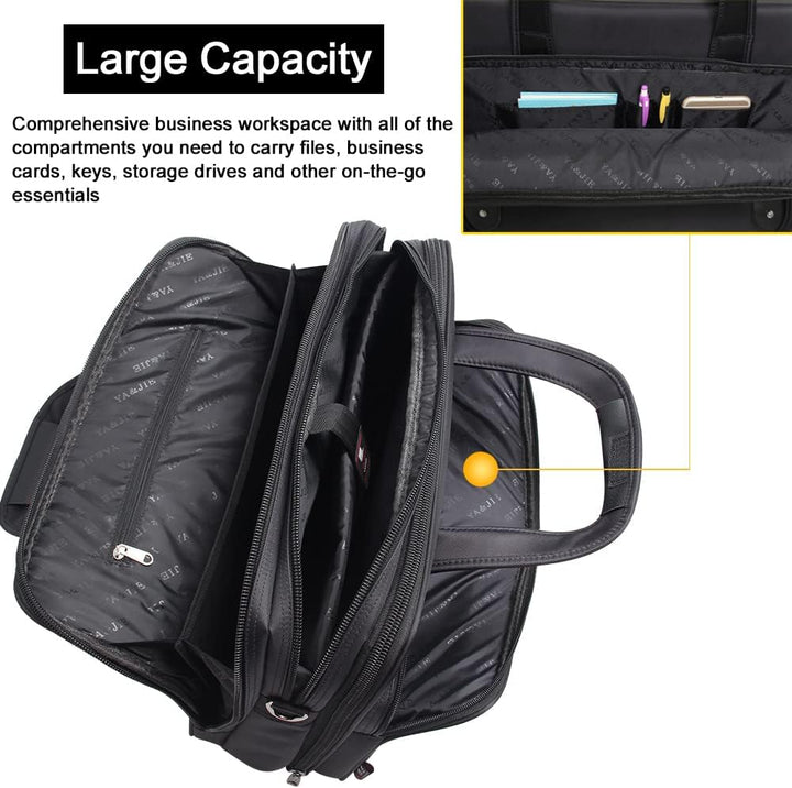Executive men's canvas laptop briefcase, a spacious & sleek business tote.