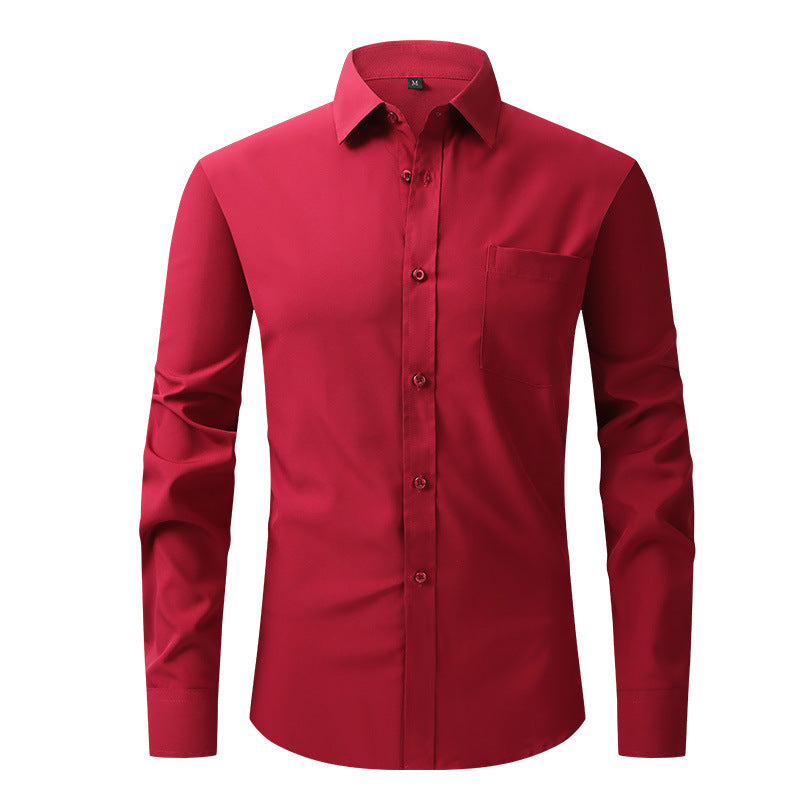 Professional men's office shirt, long sleeve & button-down, suitable for daily wear.