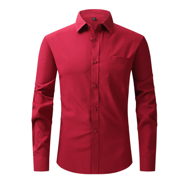 Professional men's office shirt, long sleeve & button-down, suitable for daily wear.
