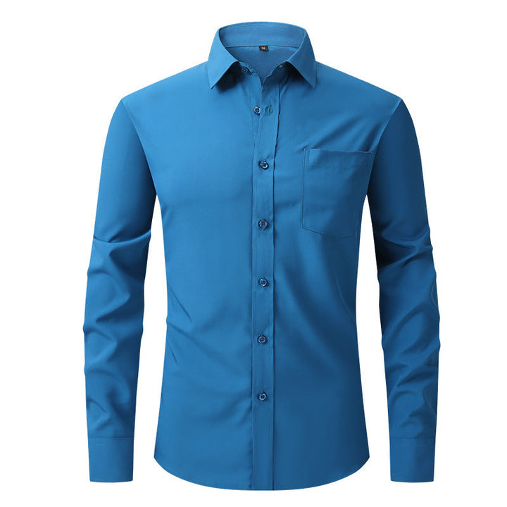 Crisp white men's business shirt, tailored fit, a staple for any professional wardrobe.