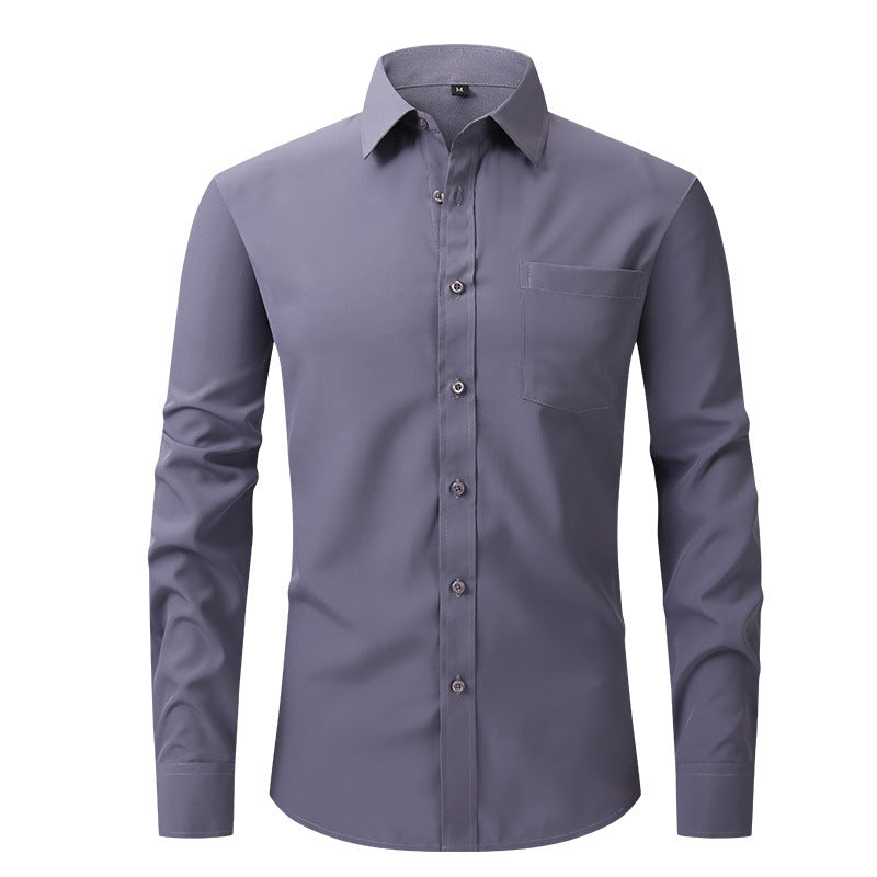 Modern men's professional dress shirt, tailored fit & comfort for work.