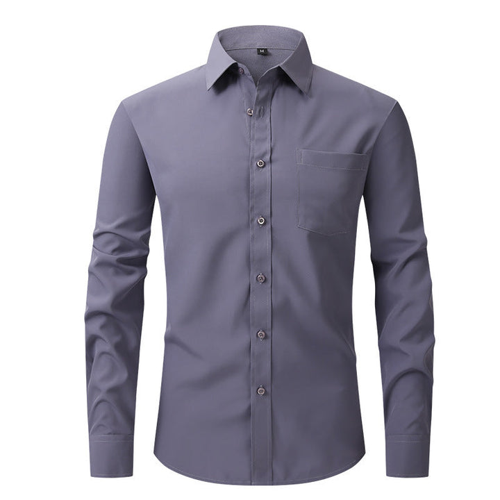 Modern men's professional dress shirt, tailored fit & comfort for work.