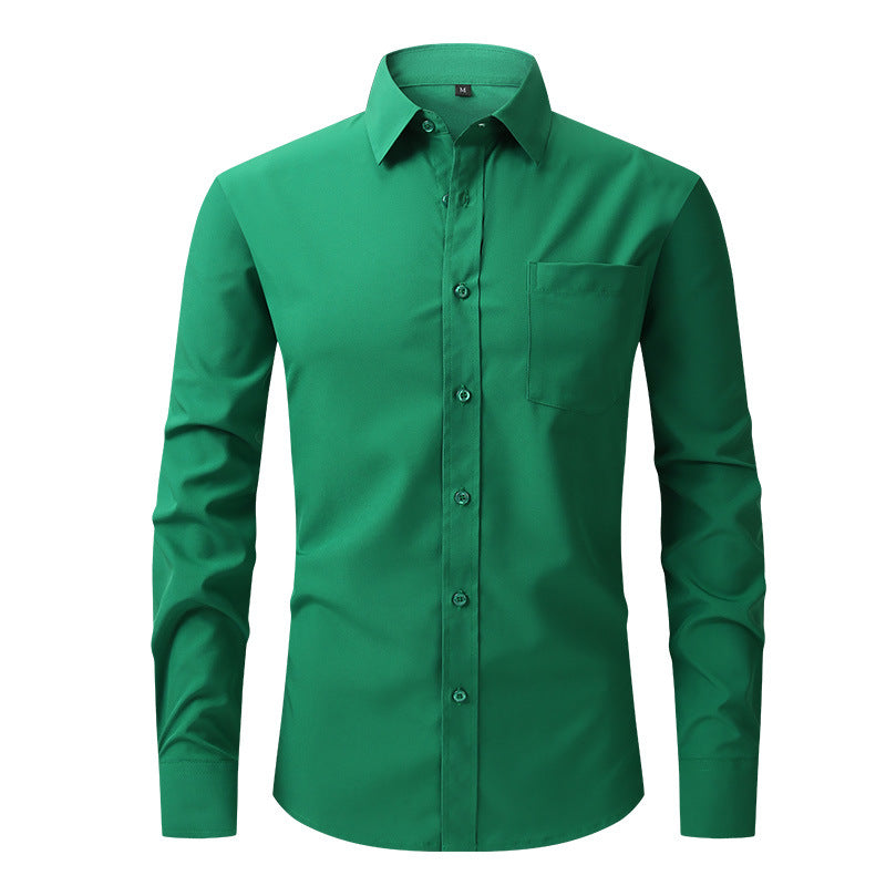Men's durable long-sleeve dress shirt, tailored fit for lasting professional style.