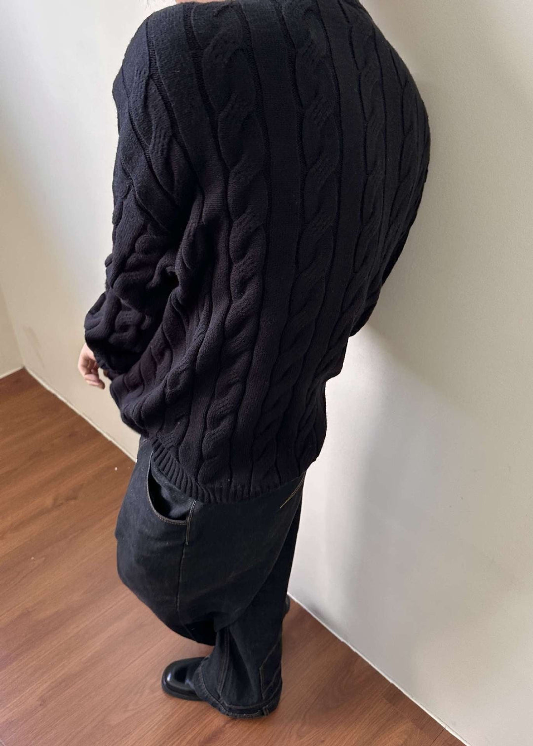 Fall & winter men's cable knit sweater. Stylish quarter-zip mock neck pullover for warmth.