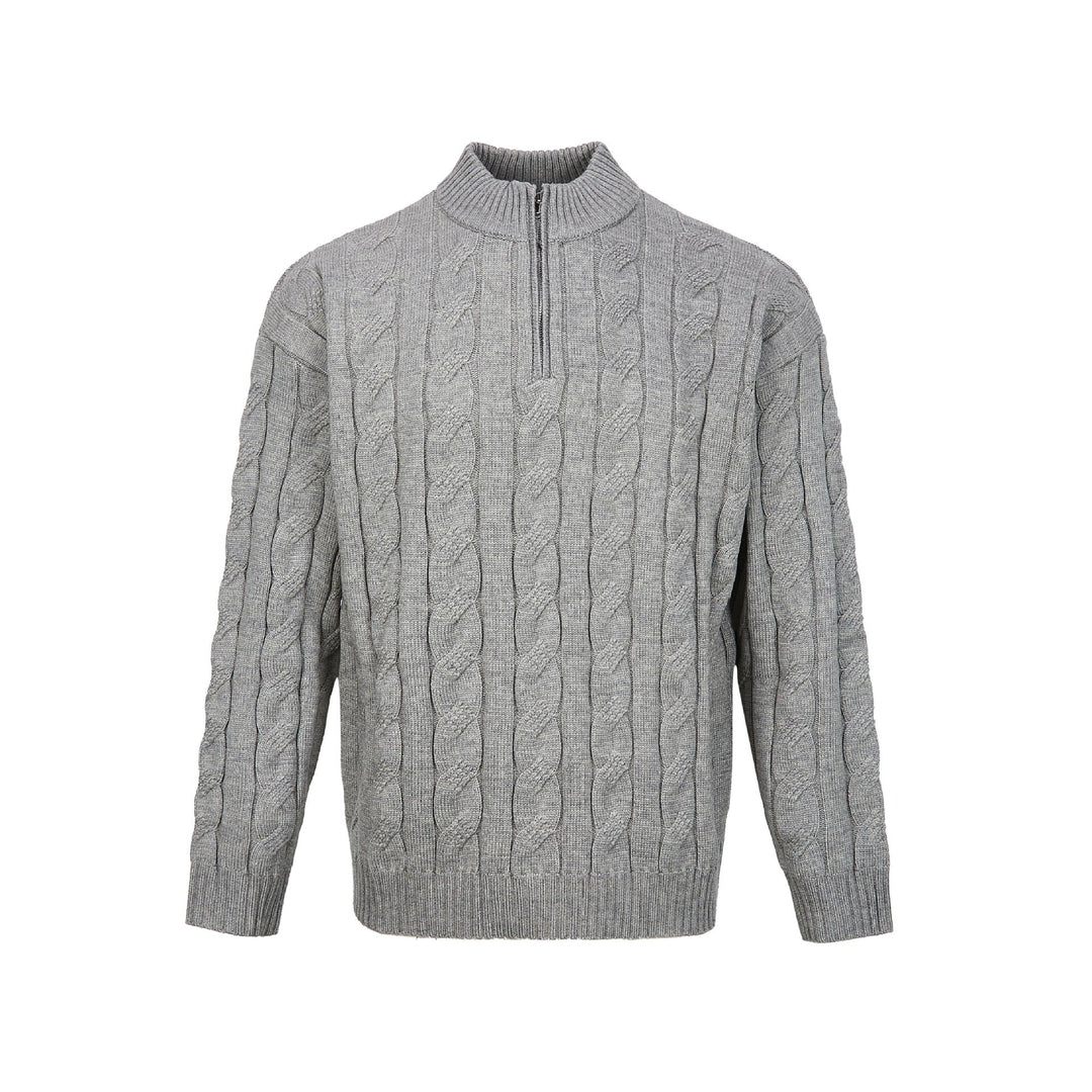 Timeless men's cable knit quarter-zip sweater. Perfect layering pullover for a sophisticated casual style.