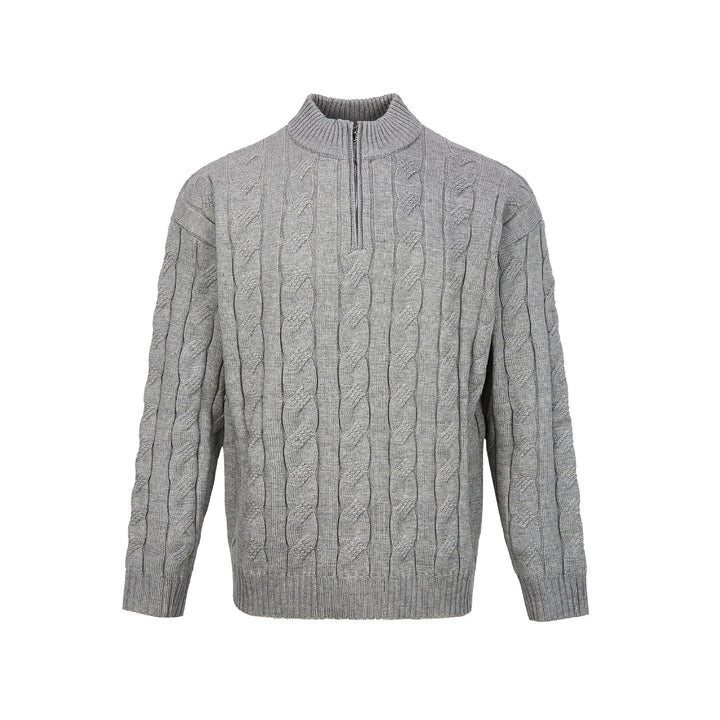 Timeless men's cable knit quarter-zip sweater. Perfect layering pullover for a sophisticated casual style.