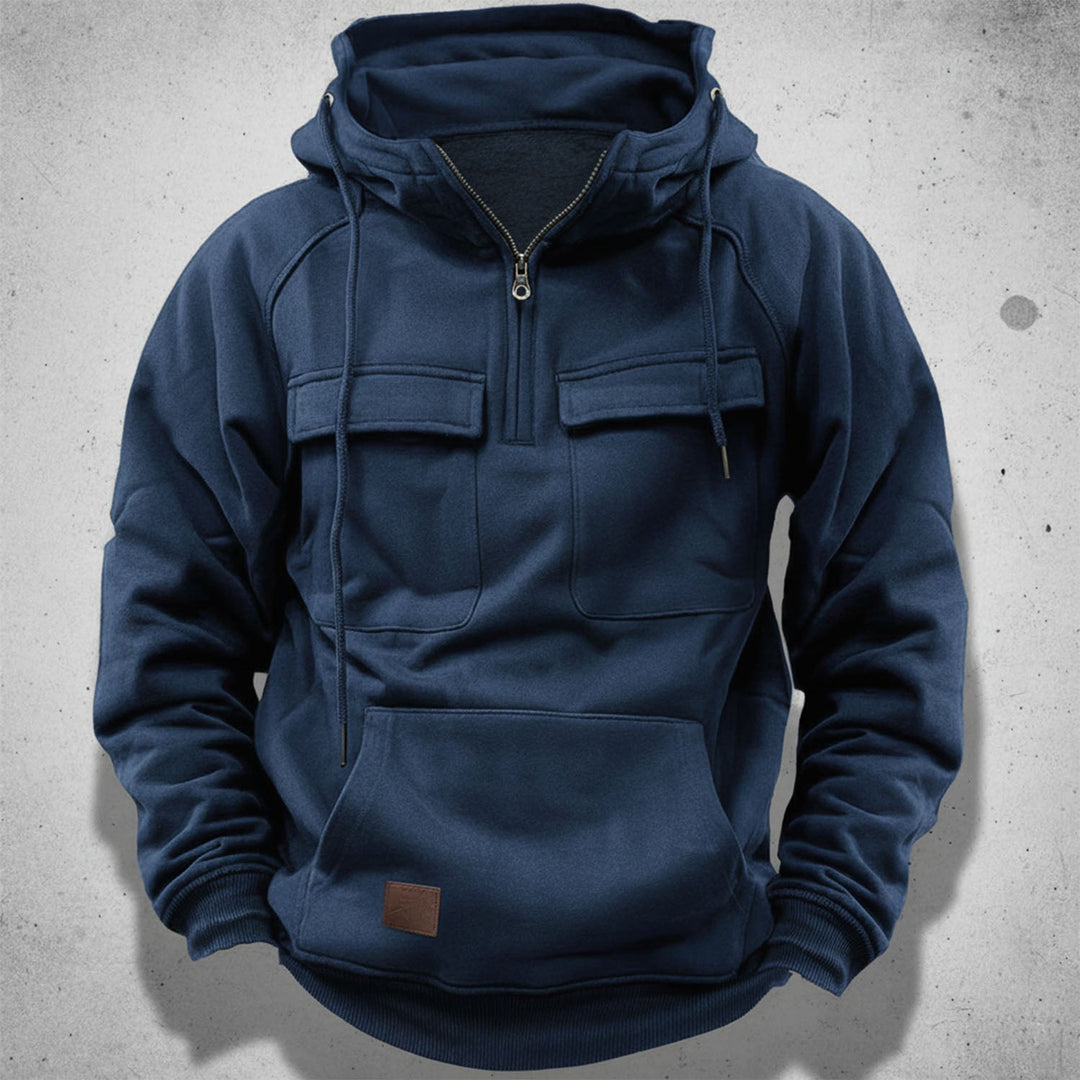 Men's hooded quarter-zip top for ultimate comfort; great for layering, casual activities & everyday style.