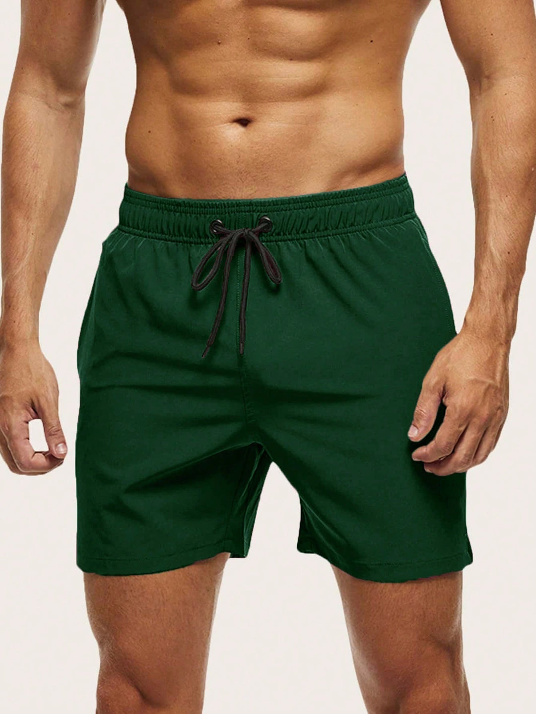 Comfortable men's quick-dry swim shorts, ideal lightweight stretch apparel for summer beach & pool.