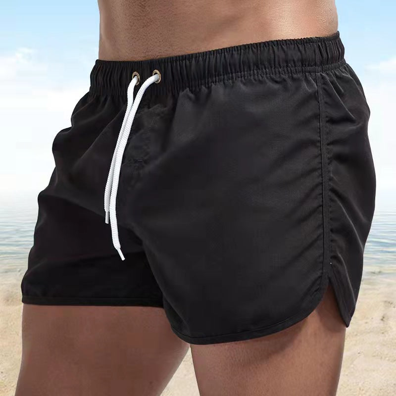 Men's quick-dry swim trunks with elastic drawstring waist, ideal for beach, pool, and active summer wear.
