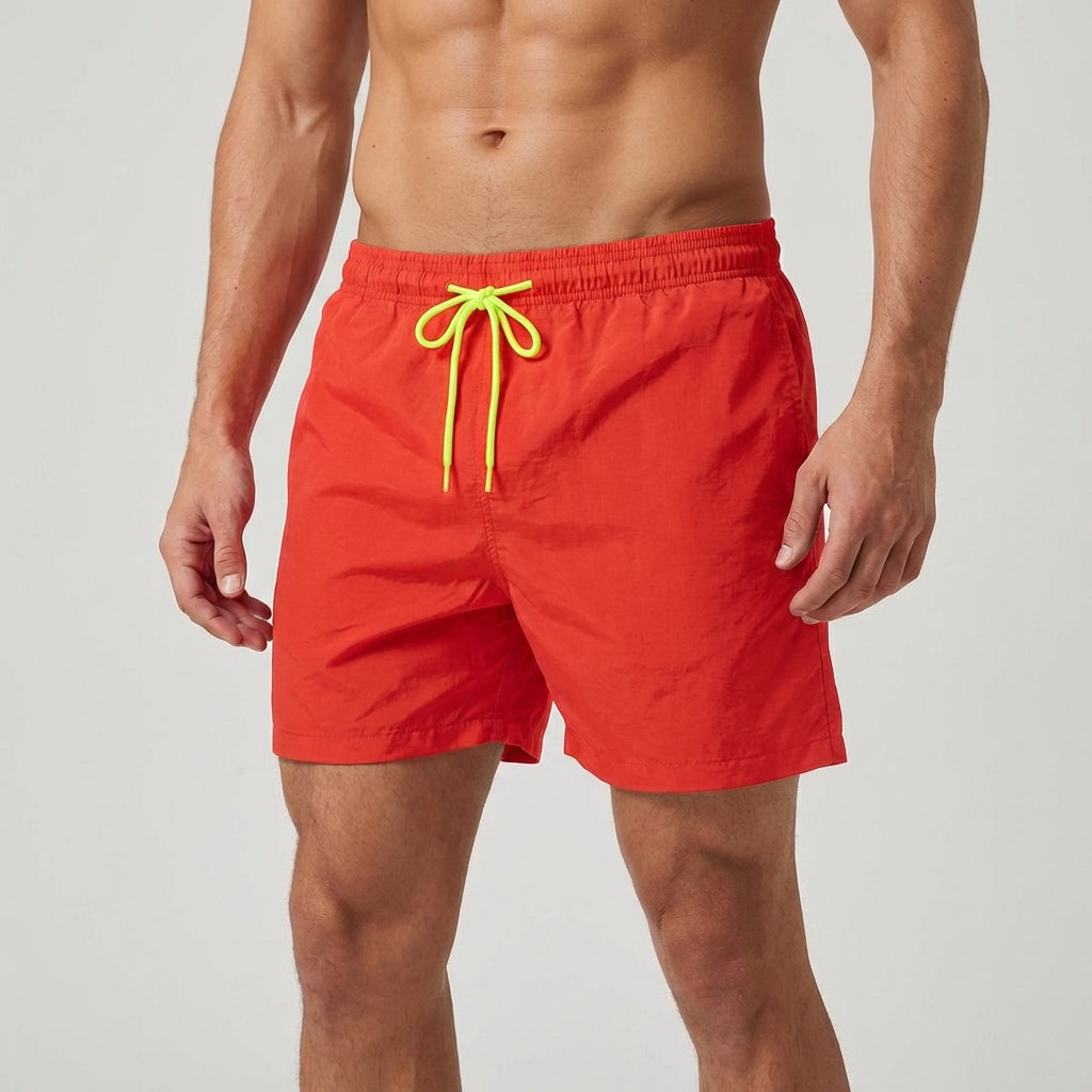Men's adjustable waist swim shorts, quick-dry fabric, perfect for summer and active wear.