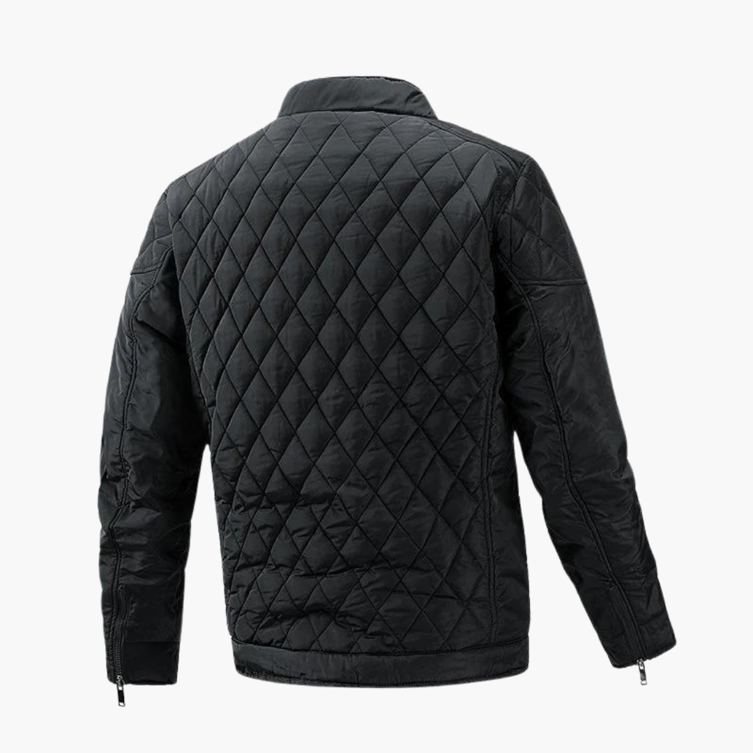 Fashionable men's quilted bomber jacket, a versatile lightweight casual piece for everyday wear.