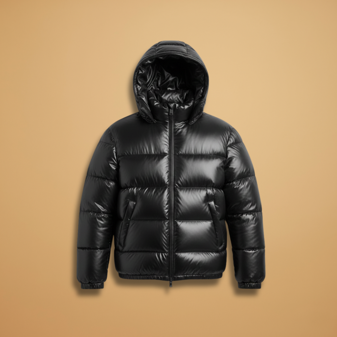 Men's quilted jacket with hood & padded lining, ideal for fall & spring casual wear. Zip-up outerwear.