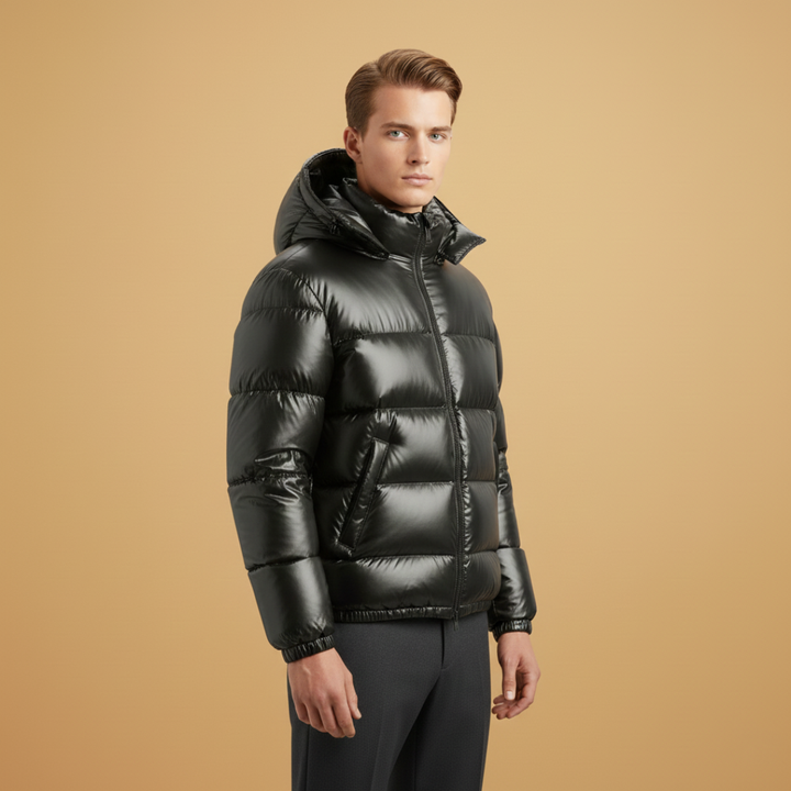 Everyday men's quilted hooded jacket, padded & warm. Great zip-up outerwear for fall, spring & cool weather.