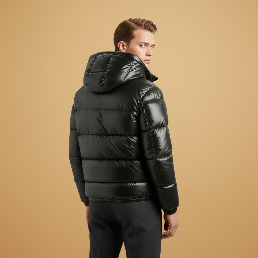 Classic men's quilted hooded jacket, padded & lightweight. Ideal casual outerwear for seasonal transitions.