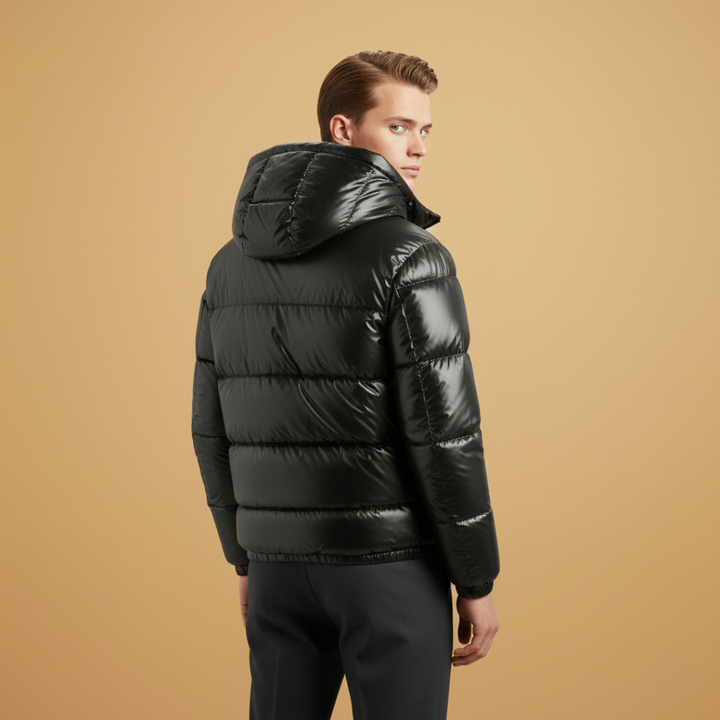 Classic men's quilted hooded jacket, padded & lightweight. Ideal casual outerwear for seasonal transitions.