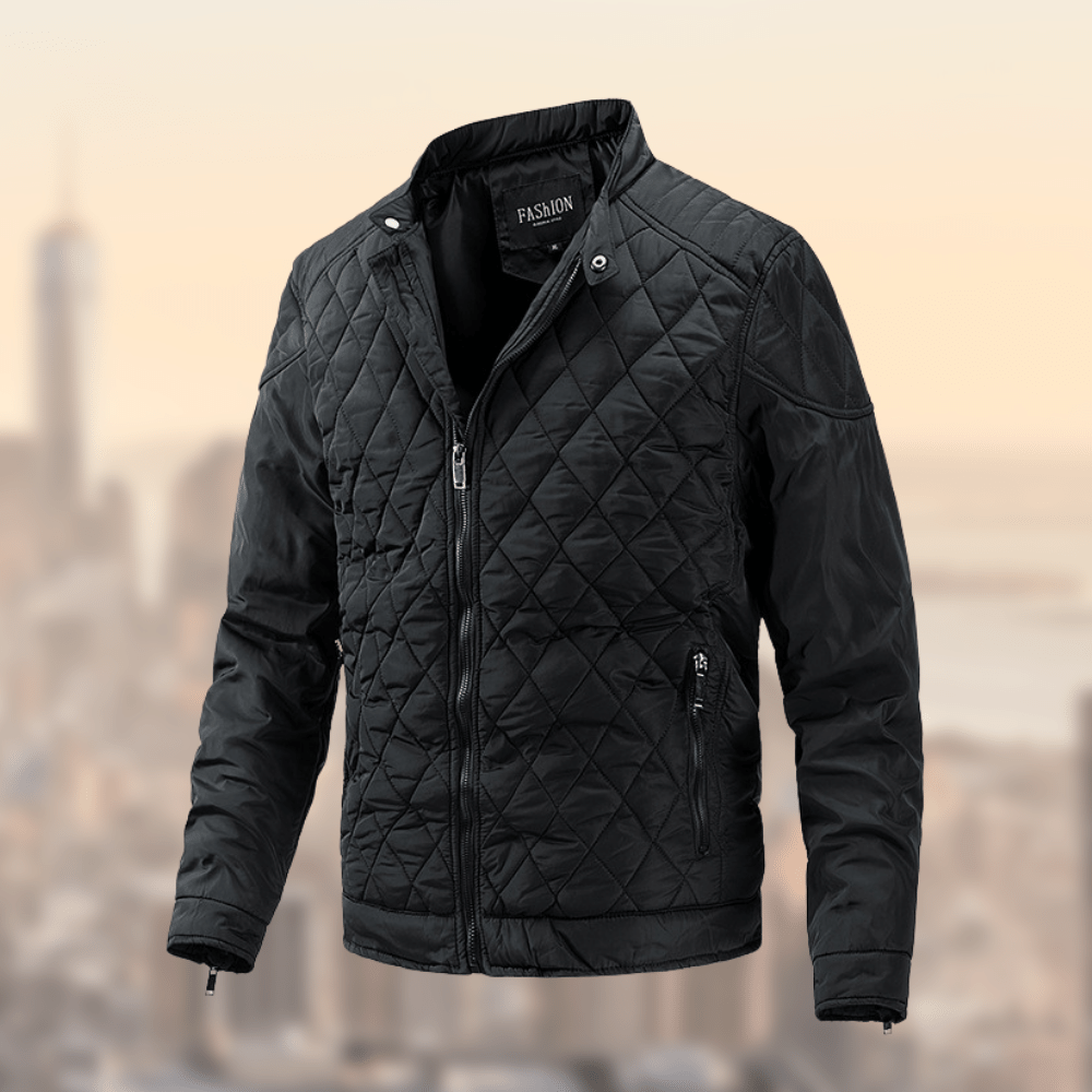 Casual men's lightweight quilted bomber jacket, ideal versatile outerwear for fall & winter fashion.