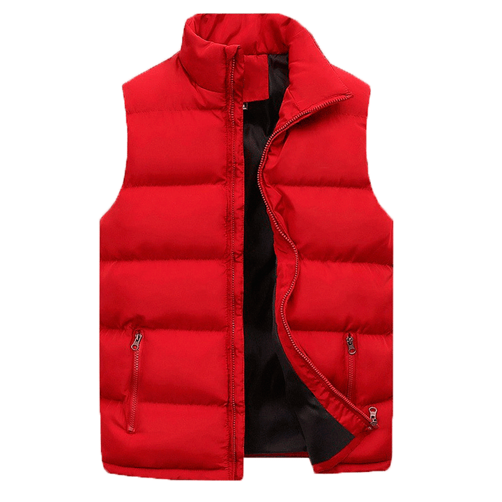 Stylish men's quilted vest. Zip-front puffer vest for casual wear, ideal as a warm layering piece.