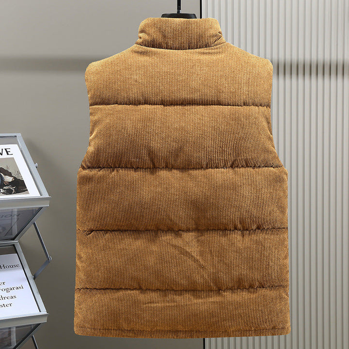 Stylish men's sleeveless puffer vest with quilted design. Perfect casual outerwear for winter layering.