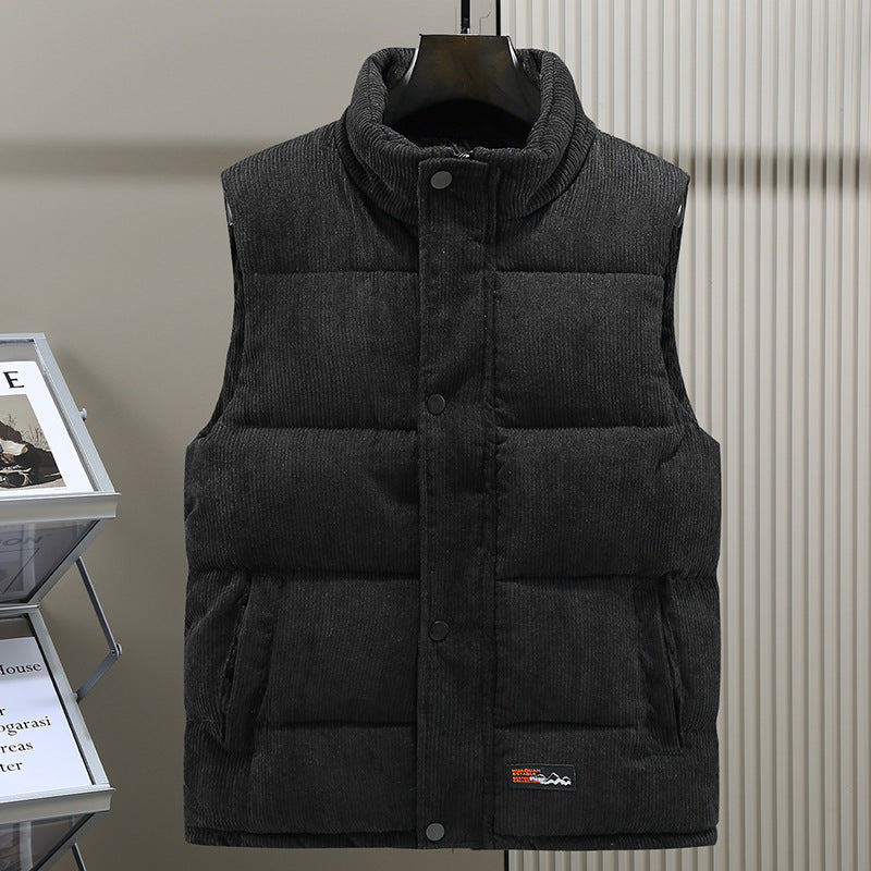 Classic men's sleeveless quilted puffer vest. A warm & stylish layering piece for casual winter fashion.