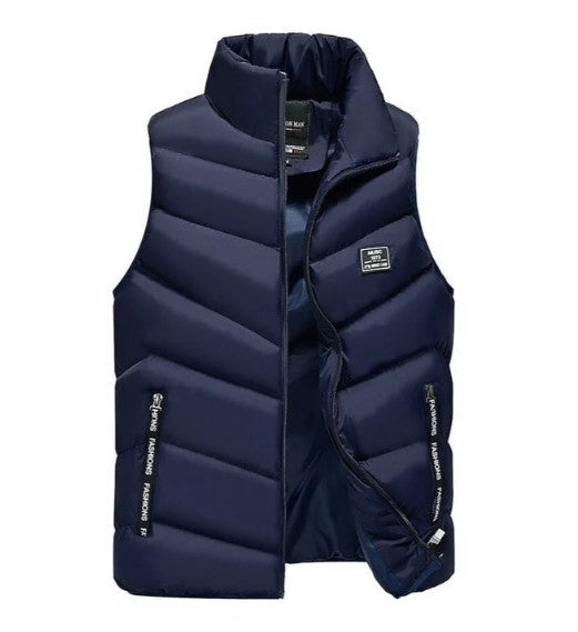 Durable men's quilted puffer vest, excellent for casual wear or outdoor activities in cold weather.