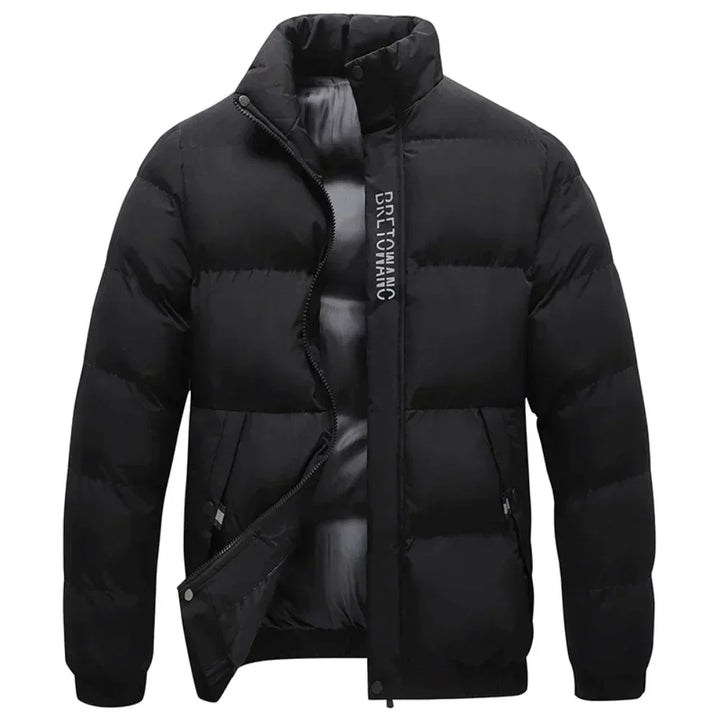 Warm Men's Quilted Puffer Winter Coat, a stylish everyday jacket for cold weather fashion.