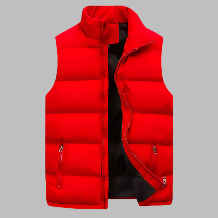 Casual men's thermal bodywarmer vest with quilted design, cotton lining, broadcloth for winter outerwear.