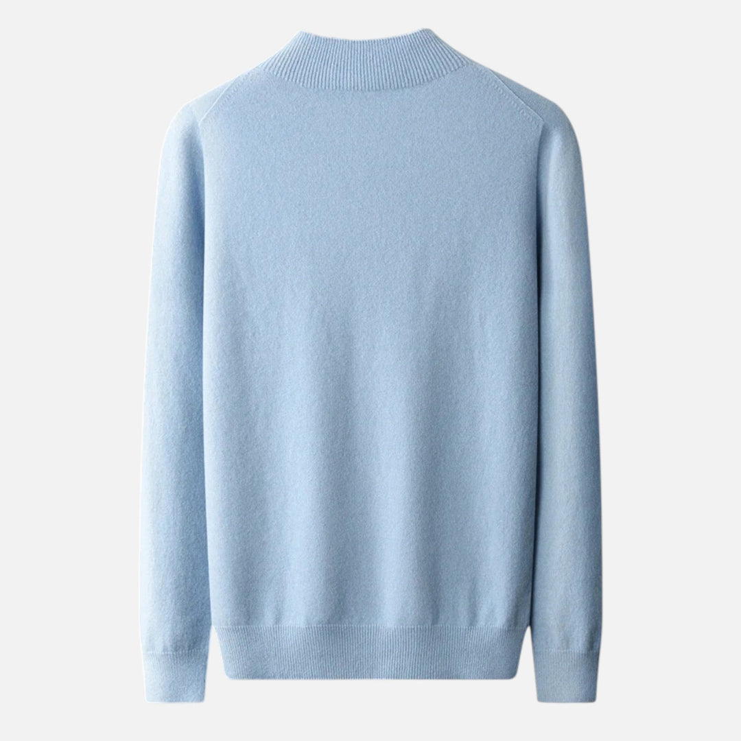 Elegant men's sweater, half-turtleneck style, a classic warm pullover for sophisticated winterwear.