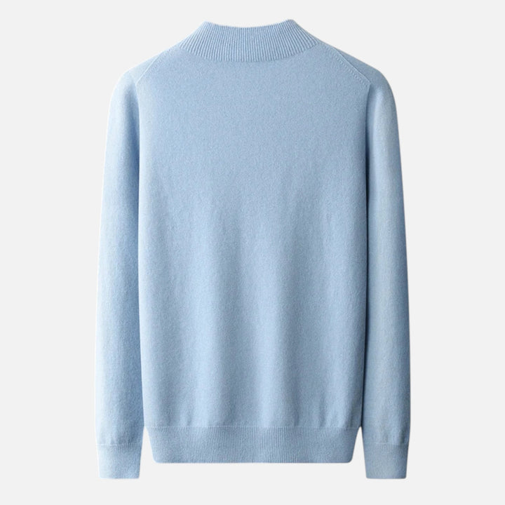 Elegant men's sweater, half-turtleneck style, a classic warm pullover for sophisticated winterwear.