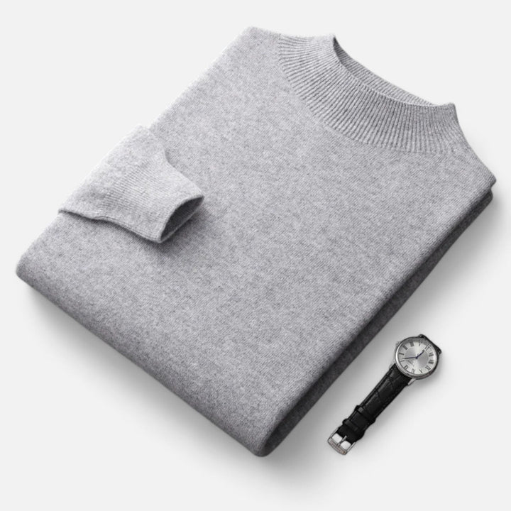 Men's timeless half-turtleneck sweater, a warm elegant pullover for winter fashion.