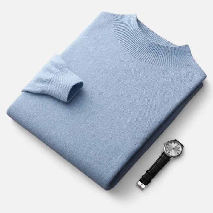 Versatile men's halfturtleneck pullover, suitable for both casual and formal winter outfits.