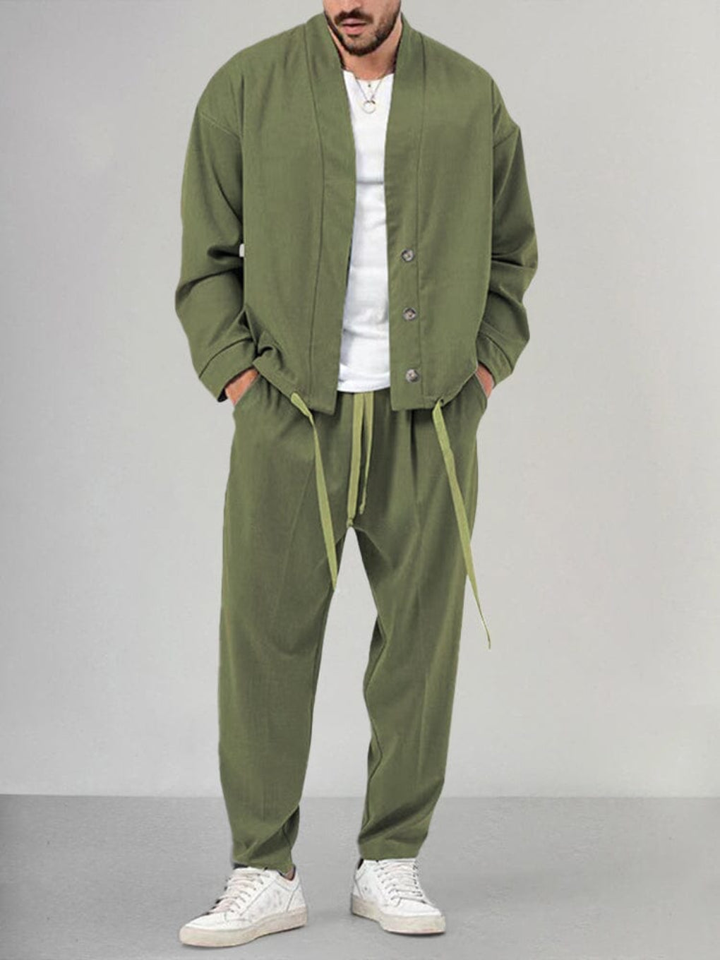 Men's relaxed fit 2-piece knit loungewear set for ultimate comfort and casual style at home or out.