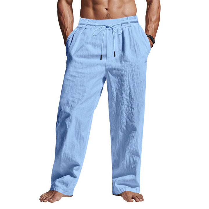 Stylish men's breathable full length trousers, relaxed fit, great for men's fashion and comfortable wear.