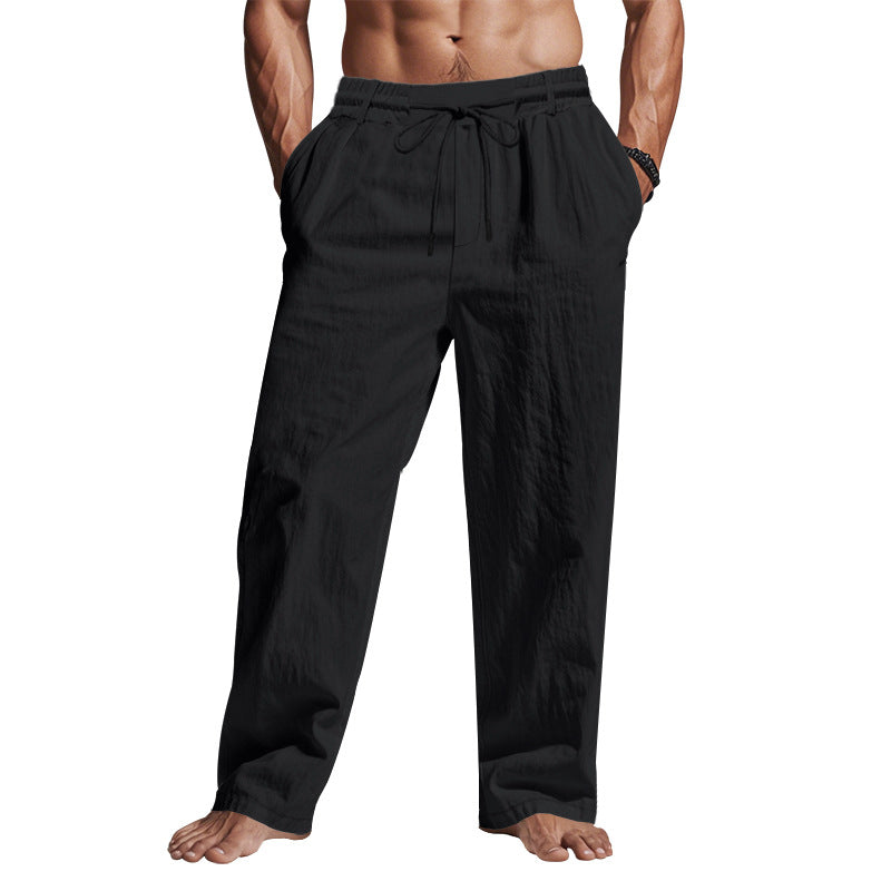 Breathable men's relaxed fit trousers, full length, perfect for casual outings or warm weather comfort.
