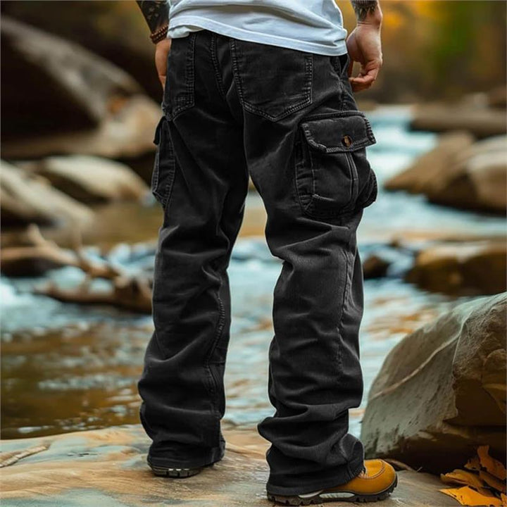 Stylish men's multi-pocket cargo pants, blending modern design with utility for urban and outdoor fashion.