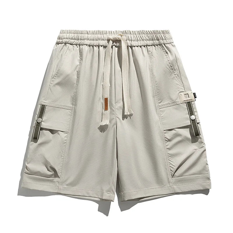 Men's relaxed fit cargo shorts with adjustable drawstring waist for casual everyday comfort and style.