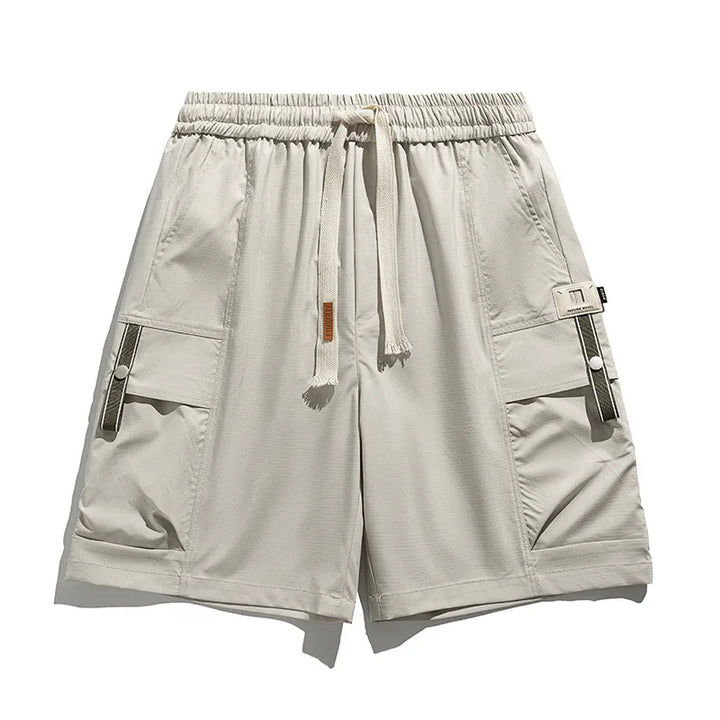 Men's relaxed fit cargo shorts with adjustable drawstring waist for casual everyday comfort and style.