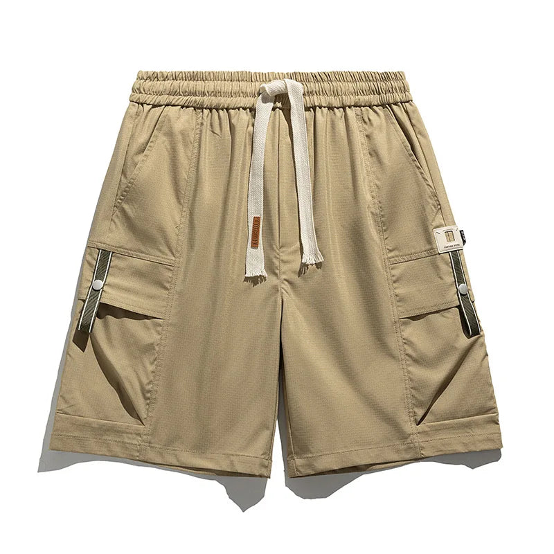 Stylish men's casual cargo shorts, relaxed fit with drawstring, perfect for summer outdoor activities & everyday wear.