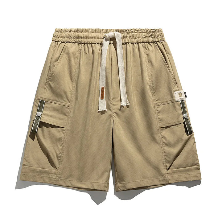 Stylish men's casual cargo shorts, relaxed fit with drawstring, perfect for summer outdoor activities & everyday wear.