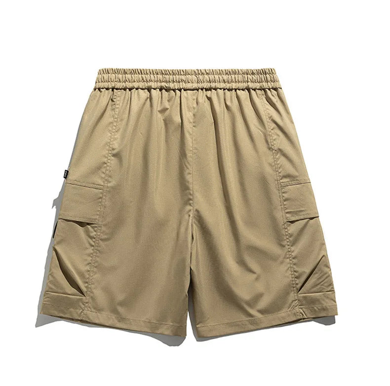 Classic men's cargo shorts, relaxed fit, with secure button pockets and an adjustable drawstring for comfort.