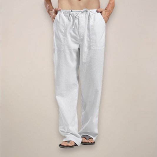 Men's relaxed fit casual drawstring pants in lightweight fabric, perfect for summer comfort and loungewear.